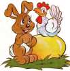 Hase mit Huhn