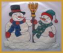 Fensterbild Schneemann und Schneefrau